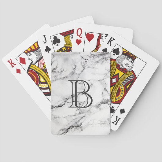 Mit Monogramm graue und weiße Marmortextur Spielkarten (Rückseite)