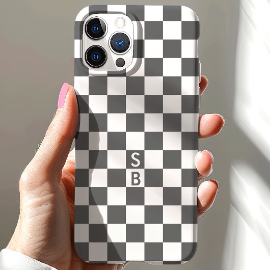 Mit Monogramm Graue und weiße Prüfmuster Case-Mate iPhone Hülle