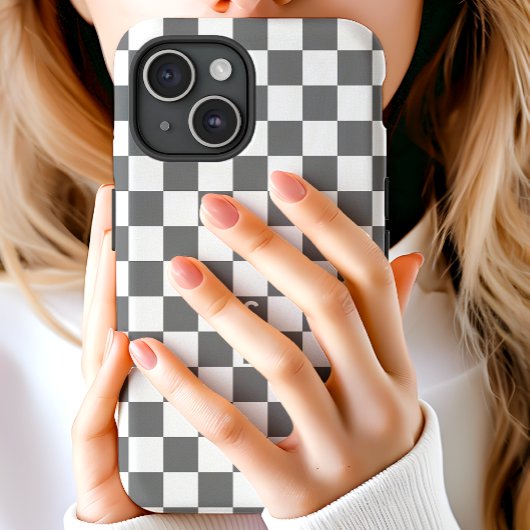 Mit Monogramm Graue und weiße Prüfmuster Case-Mate iPhone Hülle