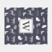 Mit Monogramm - Graue Waldbewohner Fleecedecke (Vorderseite (Horizontal))