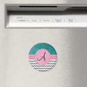 Mit Monogramm grauer Chevrons türkisfarbener Glitz Magnet (In Situ (Geschirrspüler))