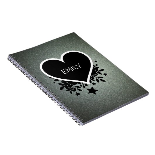 Mit Monogramm grauer Glitzer Notizblock (Rechte Seite)