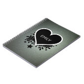 Mit Monogramm grauer Glitzer Notizblock (Linke Seite)