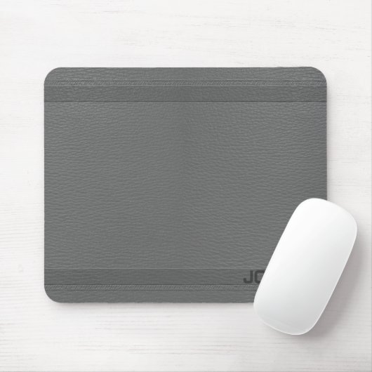 Mit Monogramm grauer Lederlook Mousepad (Mit Mouse)