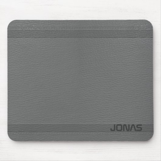 Mit Monogramm grauer Lederlook Mousepad (Vorne)