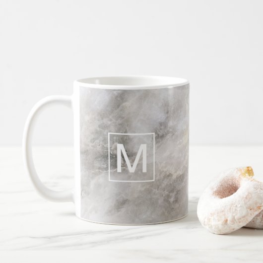 Mit Monogramm grauer Marmor Kaffeetasse (Mit Donut)
