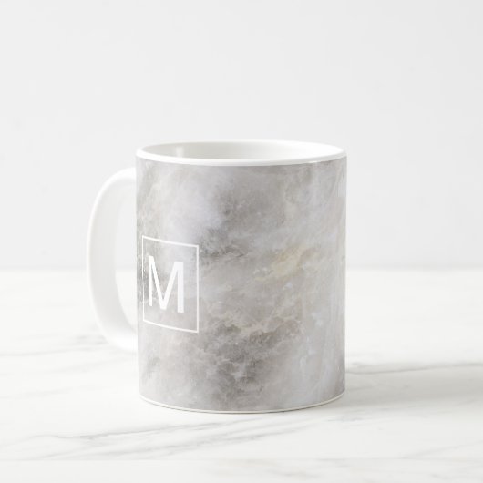 Mit Monogramm grauer Marmor Kaffeetasse (Vorderseite Links)