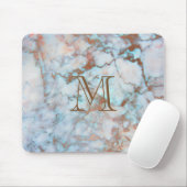 Mit Monogramm, grauer und blauer Marmorstein Mousepad (Mit Mouse)