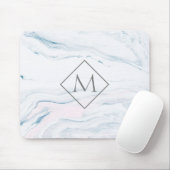 Mit Monogramm, grauer und rosa Marmor Mousepad (Mit Mouse)