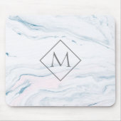 Mit Monogramm, grauer und rosa Marmor Mousepad (Vorne)
