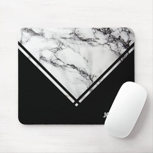 Mit Monogramm grauer und weißer Marmorstein Mousepad (Mit Mouse)