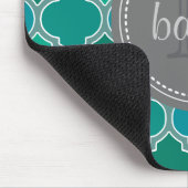 Mit Monogramm-graues Aquamarines modernes Gittermu Mousepad (Ecke)