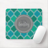 Mit Monogramm-graues Aquamarines modernes Gittermu Mousepad (Mit Mouse)
