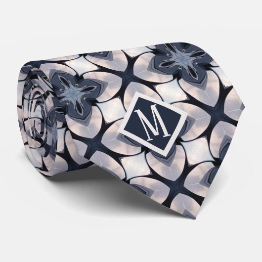 Mit Monogramm-Graues, einzigartiges Muster Männerd Krawatte (Gerollt)