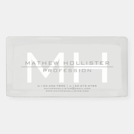 Mit Monogramm, graues Geschäft für Männer Banner (Horizontal)