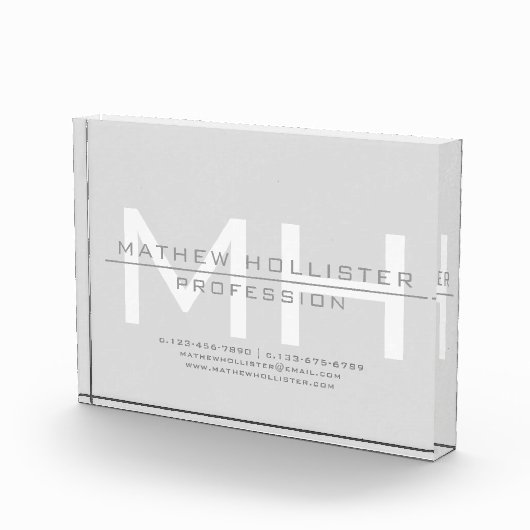 Mit Monogramm, graues Geschäft für Männer Fotoblock (Rechts)