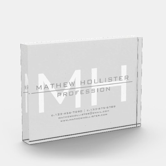 Mit Monogramm, graues Geschäft für Männer Fotoblock (Links)