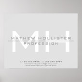 Mit Monogramm, graues Geschäft für Männer Poster (Vorne)