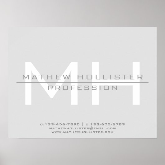 Mit Monogramm, graues Geschäft für Männer Poster (Vorne)