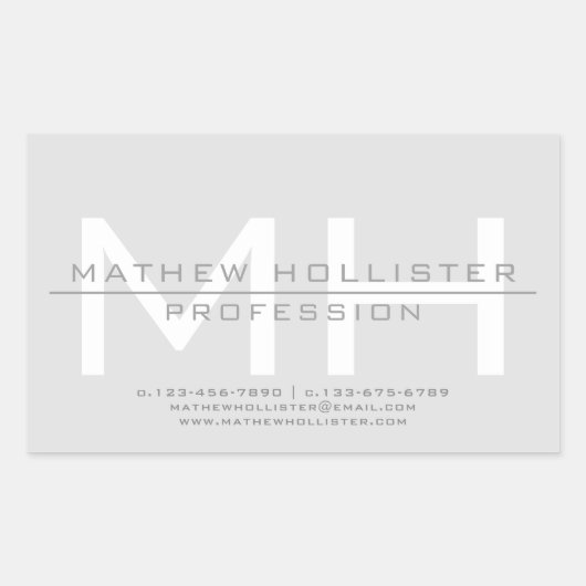 Mit Monogramm, graues Geschäft für Männer Rechteckiger Aufkleber (Vorderseite)