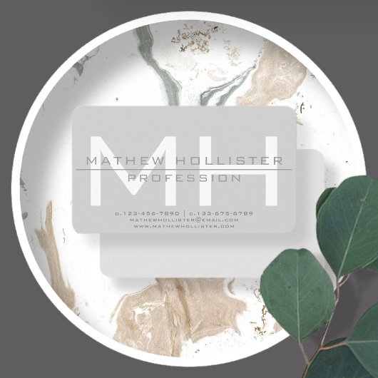 Mit Monogramm, graues Geschäft für Männer Visitenkarte