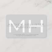 Mit Monogramm, graues Geschäft für Männer Visitenkarte (Vorderseite)