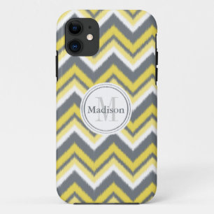Mit Monogramm-Graugelb-Kat-Zickzack Muster Case-Mate iPhone Hülle