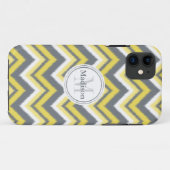 Mit Monogramm-Graugelb-Kat-Zickzack Muster Case-Mate iPhone Hülle (Rückseite (Horizontal))