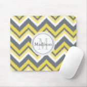 Mit Monogramm-Graugelb-Kat-Zickzack Muster Mousepad (Mit Mouse)