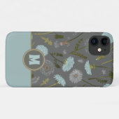 Mit Monogramm Gray Blue Dandelion Whimsical Blume Case-Mate iPhone Hülle (Rückseite (Horizontal))