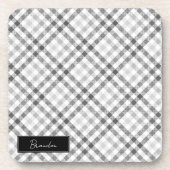 Mit Monogramm Gray Tartan Getränkeuntersetzer (Vorderseite)
