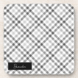 Mit Monogramm Gray Tartan Getränkeuntersetzer