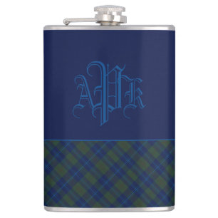 Mit Monogramm Green, Blue & Aqua Kariert Flachmann