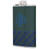 Mit Monogramm Green, Blue & Aqua Kariert Flachmann (Links)