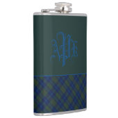 Mit Monogramm Green, Blue & Aqua Kariert Flachmann (Rechts)