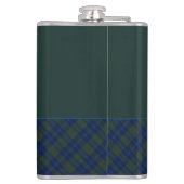 Mit Monogramm Green, Blue & Aqua Kariert Flachmann (Rückseite)