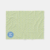 Mit Monogramm Green Blue Diamonds Ikat Pattern Fleecedecke (Vorderseite (Horizontal))