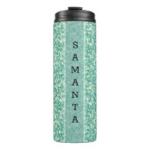 Mit Monogramm Green Glitzer Muster Thermosbecher (Vorderseite)