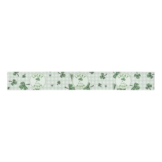 Mit Monogramm Green Lucky Baby Kleeblatts Ripsband (Vorderseite)