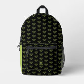 Mit Monogramm Green Tennis Racket Muster Bedruckter Rucksack (Vorderseite)
