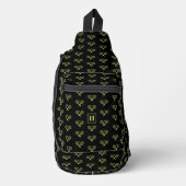 Mit Monogramm Green Tennis Racket Muster Crossbody Bag (Vorderseite)