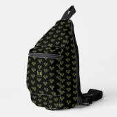 Mit Monogramm Green Tennis Racket Muster Crossbody Bag (Rechte Ecke)