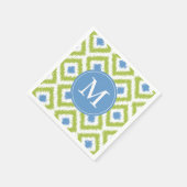 Mit Monogramm Green und Blue Ikat Diamonds-Muster Serviette (Ecke)