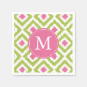 Mit Monogramm Green und Pink Ikat Diamonds-Muster Serviette (Vorderseite)