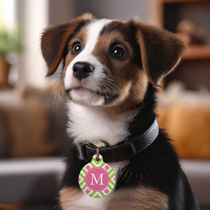 Mit Monogramm Green und Pink Ikat Diamonds-Muster Tiermarke