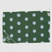 Mit Monogramm Green und White Polka Dot Muster Golfhandtuch (Horizontal)