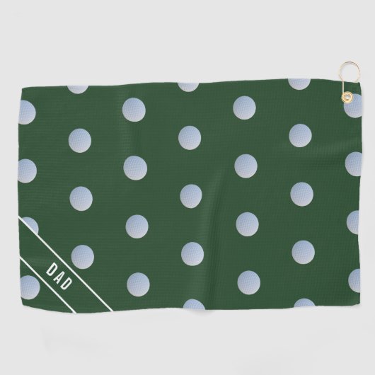 Mit Monogramm Green und White Polka Dot Muster Golfhandtuch (Horizontal)