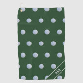 Mit Monogramm Green und White Polka Dot Muster Golfhandtuch (Vorderseite)