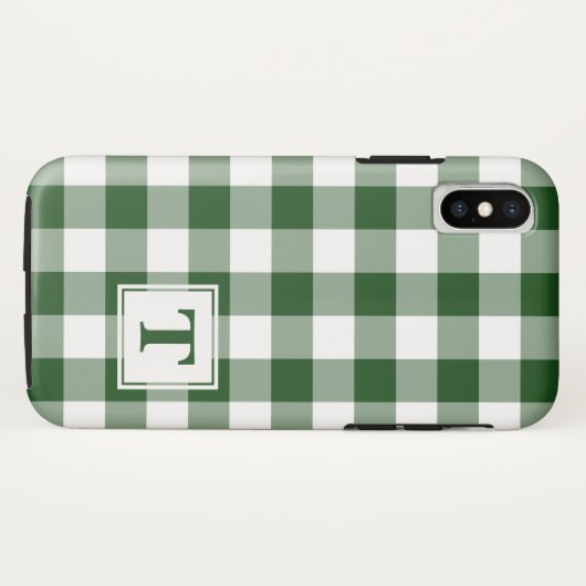 Mit Monogramm Green White Buffalo Karo Muster Case-Mate iPhone Hülle (Rückseite (Horizontal))