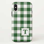 Mit Monogramm Green White Buffalo Karo Muster Case-Mate iPhone Hülle (Rückseite)